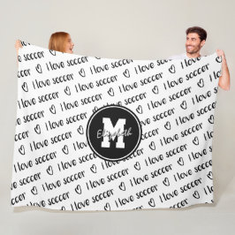 Ich Liebe Fußball-Textmuster Schwarz-weiß JEDE Far Fleecedecke