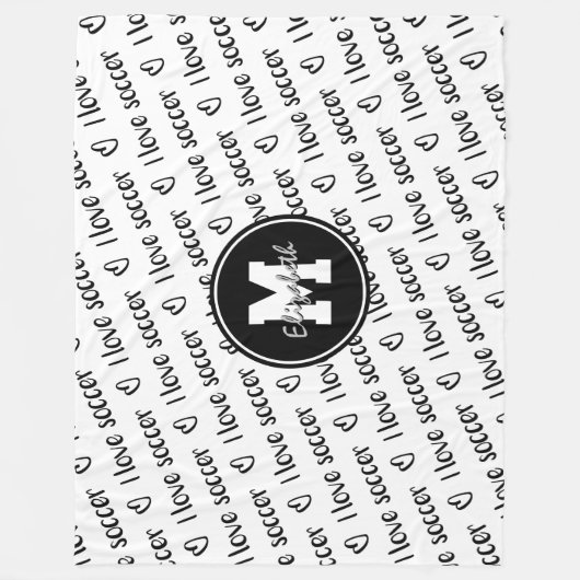Ich Liebe Fußball-Textmuster Schwarz-weiß JEDE Far Fleecedecke (Vorderseite)