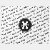 Ich Liebe Fußball-Textmuster Schwarz-weiß JEDE Far Fleecedecke (Vorderseite (Horizontal))