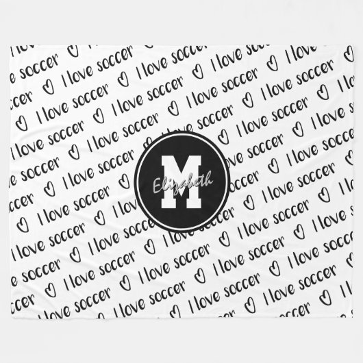 Ich Liebe Fußball-Textmuster Schwarz-weiß JEDE Far Fleecedecke (Vorderseite (Horizontal))