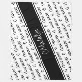 Ich Liebe Fußball-Textmuster Schwarz-weiß JEDE Far Fleecedecke (Vorderseite)