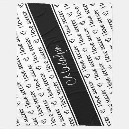 Ich Liebe Fußball-Textmuster Schwarz-weiß JEDE Far Fleecedecke (Vorderseite)