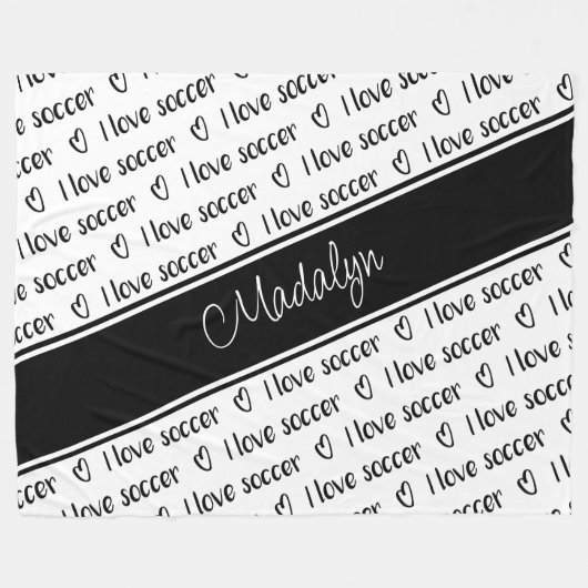 Ich Liebe Fußball-Textmuster Schwarz-weiß JEDE Far Fleecedecke (Vorderseite (Horizontal))