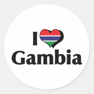 Ich liebe Gambia-Flagge Runder Aufkleber