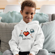 Ich liebe Gaming Pixel Herz Kids Gamer