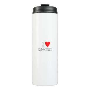 Ich liebe Gaming Rote Herz-Typografie Thermosbecher