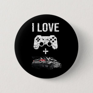 Ich liebe Gaming und Autos - Lustiger Gamer  Button