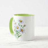 Ich liebe Gänseblümchen. Aquarell. Tasse (Vorderseite Links)