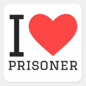 Ich Liebe Gefangene Quadratischer Aufkleber (Vorderseite)