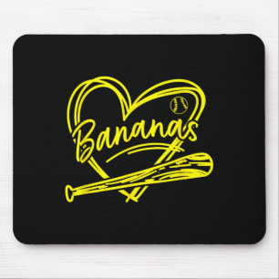 Ich liebe gelbe Bananen-Baseball für den Sommer Mousepad