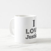 Ich liebe Gerechtigkeit Kaffeetasse (Vorderseite Links)