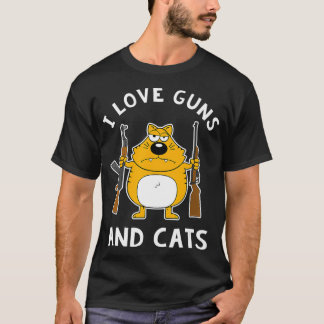 Ich Liebe Gewehre und Katzen mit AK47 und Shotgun  T-Shirt