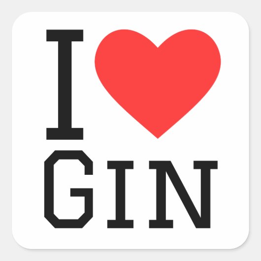 Ich liebe Gin Quadratischer Aufkleber (Vorderseite)