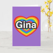 Ich Liebe Gina. Ich Liebe dir Gina. Herz Karte (Gelbe Blume)