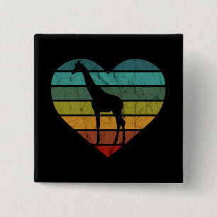 Ich liebe Giraffen Retro Herz Button