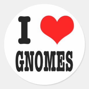 ICH LIEBE Gnome Runder Aufkleber