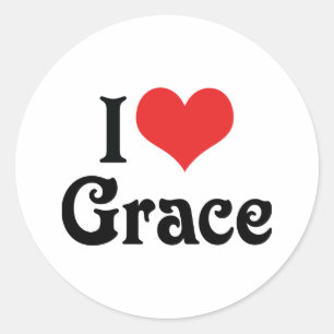 Ich liebe Grace Runder Aufkleber