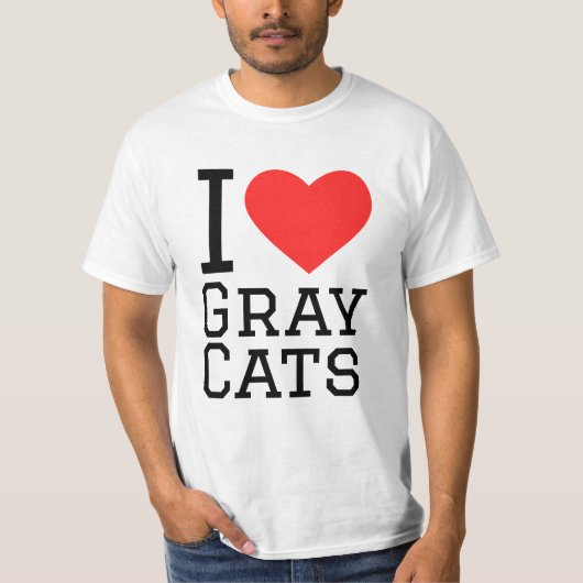 Ich Liebe graue Katzen T-Shirt (Vorderseite)