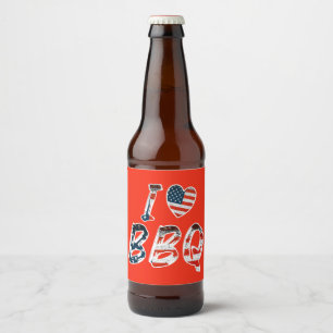 Ich Liebe GRILLEN, amerikanisches Patriotismus Bierflaschenetikett