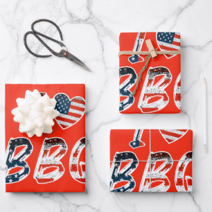 Ich Liebe GRILLEN, amerikanisches Patriotismus Geschenkpapier Set