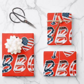 Ich Liebe GRILLEN, amerikanisches Patriotismus Geschenkpapier Set
