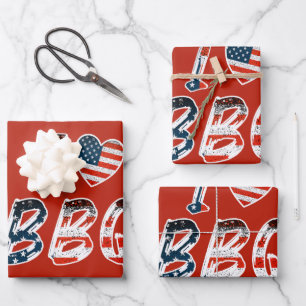 Ich Liebe GRILLEN, amerikanisches Patriotismus Geschenkpapier Set