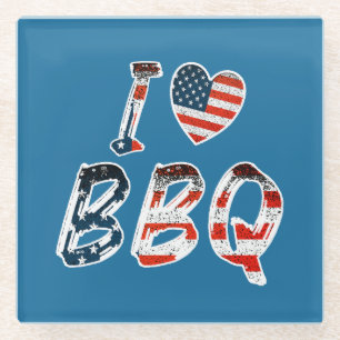 Ich Liebe Grillen, amerikanisches Patriotismus Glasuntersetzer