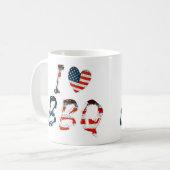 Ich Liebe GRILLEN, amerikanisches Patriotismus Kaffeetasse (Vorderseite Links)