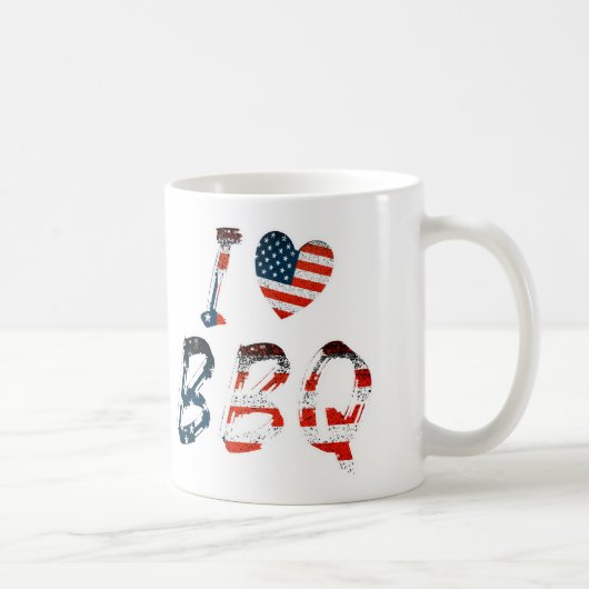 Ich Liebe GRILLEN, amerikanisches Patriotismus Kaffeetasse (Rechts)