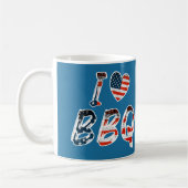 Ich Liebe GRILLEN, amerikanisches Patriotismus Kaffeetasse (Links)