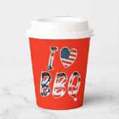 Ich Liebe GRILLEN, amerikanisches Patriotismus Pappbecher (Rückseite)