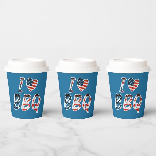 Ich Liebe GRILLEN, amerikanisches Patriotismus Pappbecher (Multi)