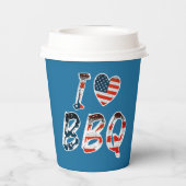 Ich Liebe GRILLEN, amerikanisches Patriotismus Pappbecher (Rückseite)