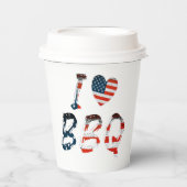 Ich Liebe GRILLEN, amerikanisches Patriotismus Pappbecher (Vorderseite)