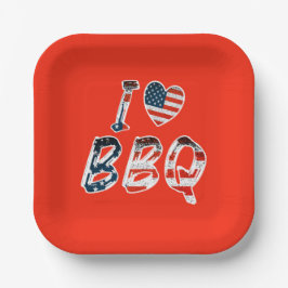 Ich Liebe Grillen, amerikanisches Patriotismus Pappteller