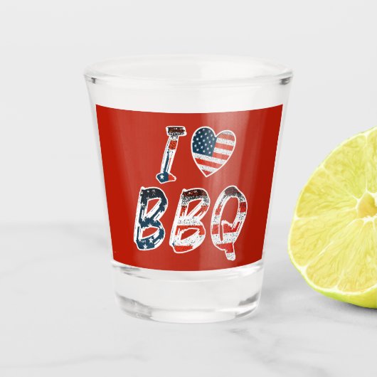 Ich Liebe Grillen, amerikanisches Patriotismus Schnapsglas (Vorderseite)