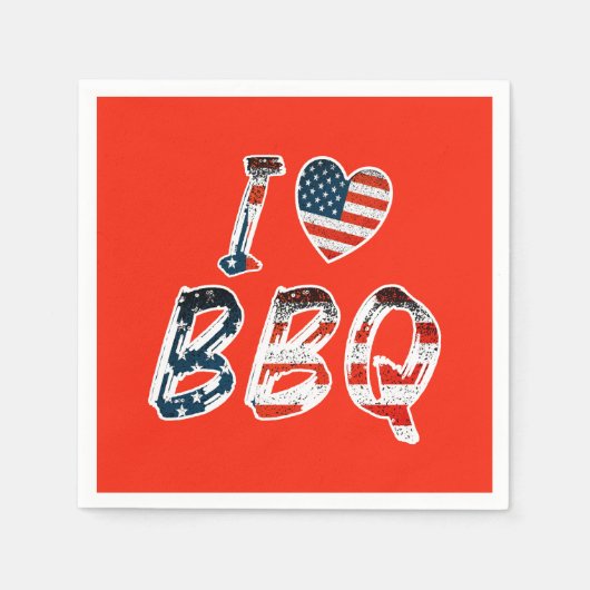 Ich Liebe Grillen, amerikanisches Patriotismus Serviette (Vorderseite)