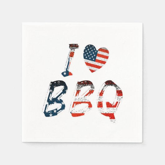 Ich Liebe Grillen, amerikanisches Patriotismus Serviette (Vorderseite)