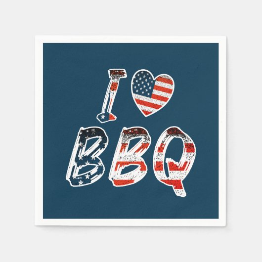 Ich Liebe Grillen, amerikanisches Patriotismus Serviette (Vorderseite)