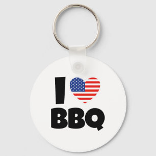 Ich Liebe Grillen Byrbecue mit amerikanischer Flag Schlüsselanhänger