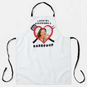 Ich Liebe GRILLEN meiner Freundin Herz Foto Name Schürze (Vorderseite)