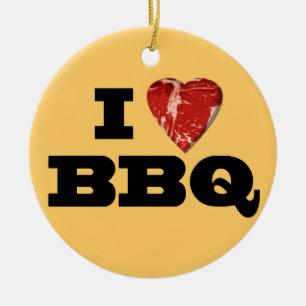 Ich liebe GRILLEN, Steak Heart Shape Funny Grillin Keramik Ornament
