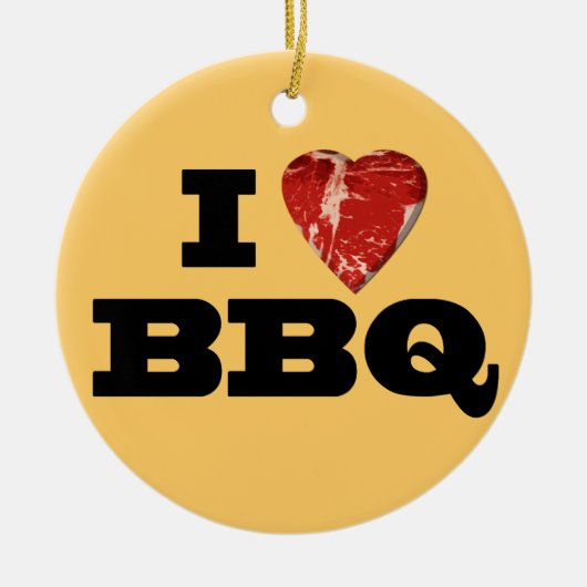 Ich liebe GRILLEN, Steak Heart Shape Funny Grillin Keramik Ornament (Vorne)