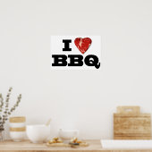 Ich liebe GRILLEN, Steak Heart Shape Funny Grillin Poster (Küche)