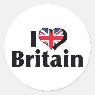 Ich liebe Großbritannien Flagge Runder Aufkleber