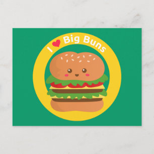 Ich liebe große Brötchen, Kawaii Big Burger Postkarte