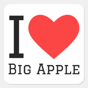 Ich Liebe großen Apfel Quadratischer Aufkleber