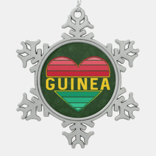 Ich Liebe Guinea, guineisches Herz Schneeflocken Zinn-Ornament