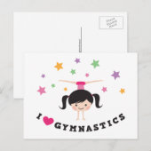 Ich Liebe Gymnastik Cartoon Mädchen auf Handstand Postkarte (Vorne/Hinten)
