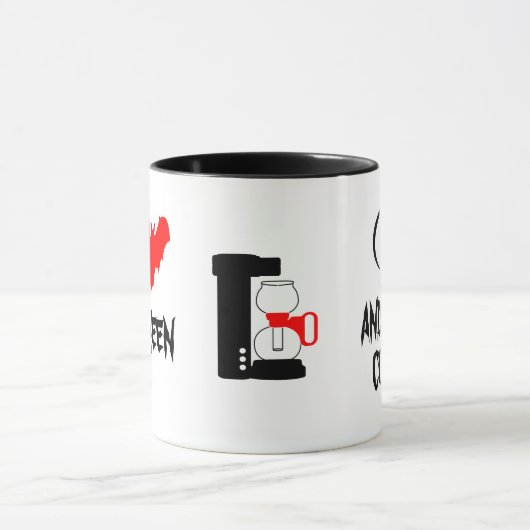 Ich Liebe Halloween und Black Coffee anpassbar Tasse (Zentrum)